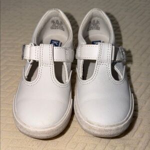 Keds White Girls Mary Jane Velcro School Shoes